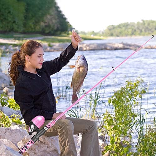 ODDSPRO Kids Fishing Pole Pink, Portable Telescopic Fishing Rod and Reel Combo Kit - with Spincast Fishing Reel Tackle Box for Girls, Youth
