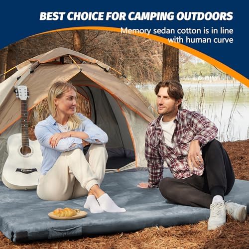 CYMULA Memory Foam Camping Mattress Pad, CertiPUR-US Sleeping Mat, Portable Roll Up Mattress for Adults, Camping Bed Pads for Sleepover, Car Bed with Travel Bag