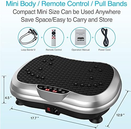AXV Vibration Plate Exercise Machine Whole Body Workout Portable Mini Vibrate Fitness Platform Lymphatic Drainage Machine for Weight Loss Shaping Toning Wellness Home Gyms Workout (Mini)