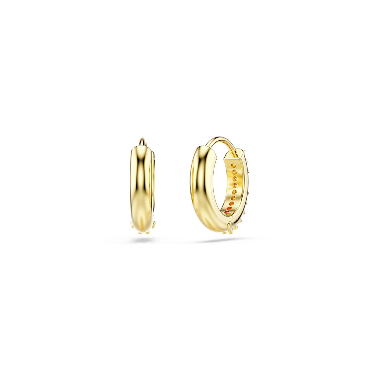 Swarovski Matrix Hoop Earrings, Round Cut, Clear, Gold-Tone Finished