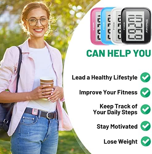 3D Pedometer for Walking, Simple Step Counter with Large Digital Display, Step Tracker with Removable Clip Lanyard, Accurately Track Steps for Men Women Kids Adults Seniors