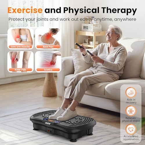 AXV Vibration Plate Fitness Platform Exercise Machine Vibrating Lymphatic Drainage Shaking Full Body Shaker Workout Vibrate Stand Shake Board Sport Gym for Weight Loss Fat Burner for Women Men
