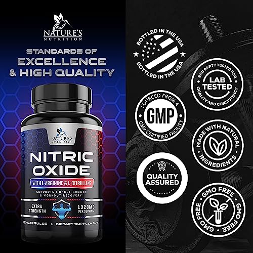 Extra Strength Nitric Oxide Supplement L Arginine 3X Strength - Citrulline Malate, AAKG, Beta Alanine - Premium Muscle Supporting Nitric Oxide Booster for Strength & Energy Supplements - 120 Capsules