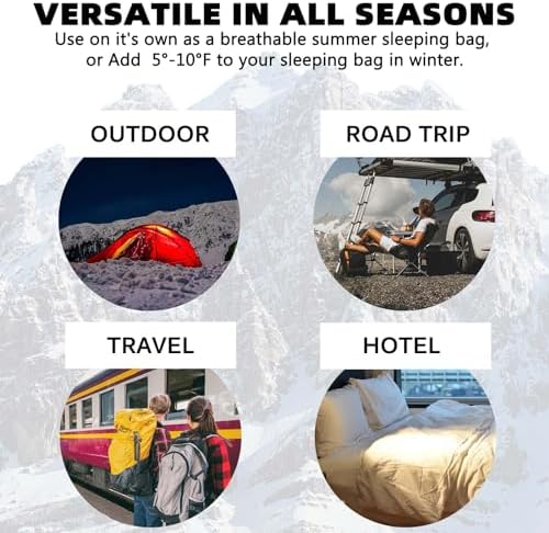 Frelaxy Ultralight Sleeping Bag Liner - Lighter & Compact, 3 Sizes Travel Sheets & Adult Sleep Sack, Comfy Breathable & Cooling & Silky Soft, Quick-Drying, for Backpacking, Hotel, Camping, Hostels