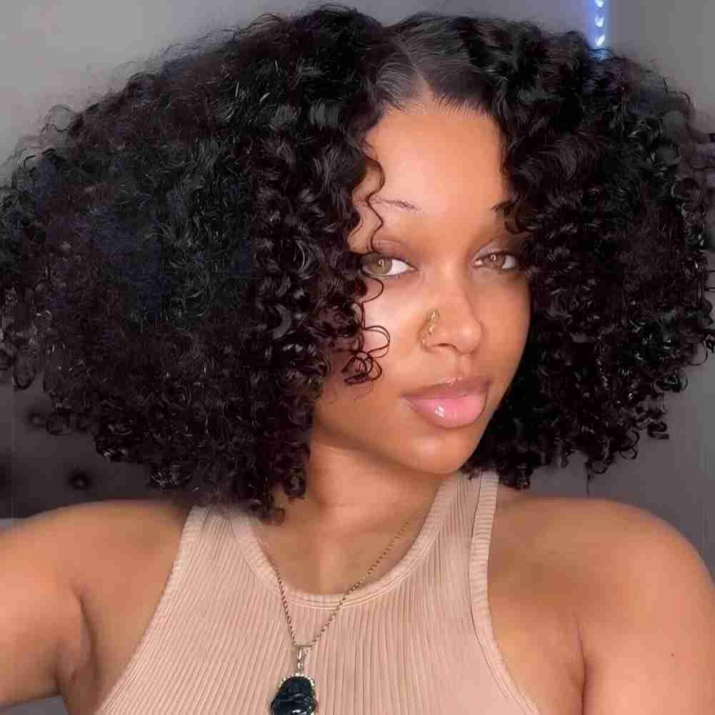 ISEE Wear and Go Glueless Wig Afro Kinky Curly Lace Front Wigs Human Hair 7x5 HD Lace Afro Curly for Women Lace Pre Cut Glueless Wigs Human Hair Pre Plucked 22 Inch