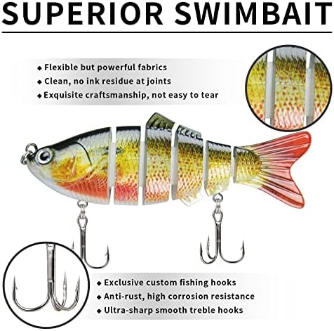 TRUSCEND Swimmax for Saltwater and Freshwater, Realistic Fishing Lures for Bass Trout Crappie Walleye Pike Bluegill Salmon, Swimbait for Bass Fishing, Amazing Fishing Gear Gifts for Family Fishing