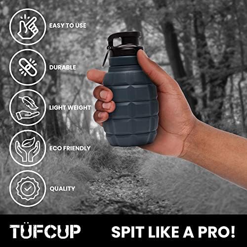Spit Cup Spittoon for Chewing, Portable Reusable Spit Dipping Cup with Lid, Collapsible Spill Resistant Leak Proof Silicone Body Travel Spitter