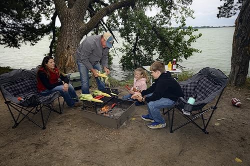 Black Sierra Double Camping Chair for Adults, Oversized Folding Loveseat Supports 600 lbs, Plush Padded Outdoor Couch with Cup Holders and Carry Bag for Beach, Patio, RV, or Tailgating Events