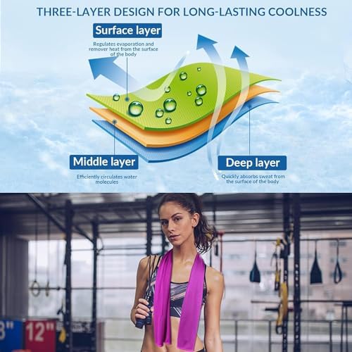 Sukeen Cooling Towels 8 Pack (40"x12"), Cooling Towels for Neck and Face, Microfiber Cool Towel, Soft Breathable Chilly Towel for Yoga, Golf, Gym, Camping, Running, Workout & More Activities