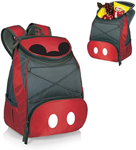 PICNIC TIME Disney Mickey Mouse PTX Backpack Cooler, Soft Cooler Backpack, Insulated Lunch Bag, (Red with Gray Accents)