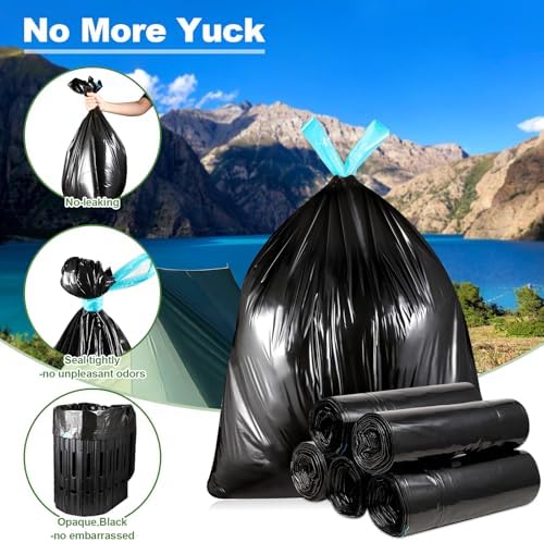 OUMEE Camping Toilet Bags, 8 Gallon Portable Toilet Bags, Toilet Waste Bags, Leak-Proof Potty Liners Trash Bags for Outdoor Camping Toilet Bucket,Traveling, RV Trip
