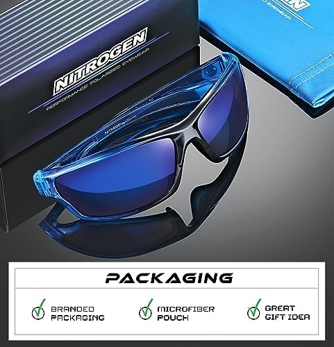 Nitrogen Polarized Wrap Around Sport Sunglasses for Men Women UV400 Protection Sun Glasses