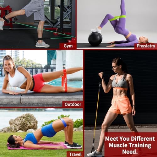 VEICK Resistance Bands, Exercise Bands, Workout Bands Set for Working Out with Handles for Men Women, Elastic Exercising Bands for Fitness Weights Work Out at Home Gym