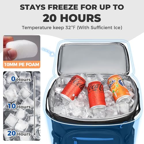 Heytrip Backpack Cooler 36/54 Cans Insulated Waterproof Cooler Bag for 20 Hours Cold Retention, Leak-Proof Camping Cooler with Multi-Compartments
