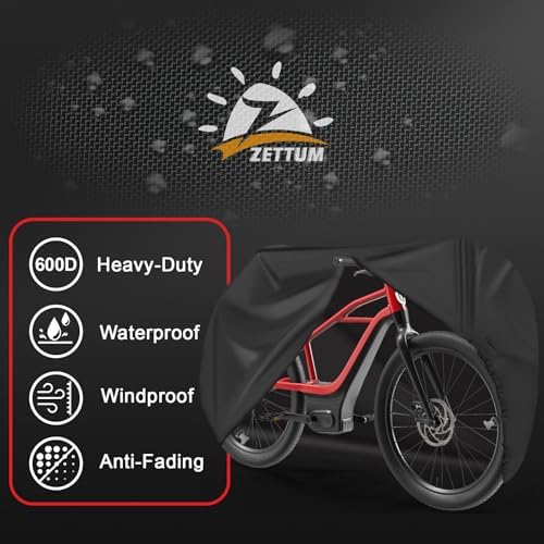 Bike Cover for 1 Bike - 600D Bike Covers Outdoor Storage Waterproof & Heavy Duty, Bicycle Cover for Single eBike, Mountain Bike, Road Bike, Hybrid Bike, Beach Cruiser Bike, Scooter and More