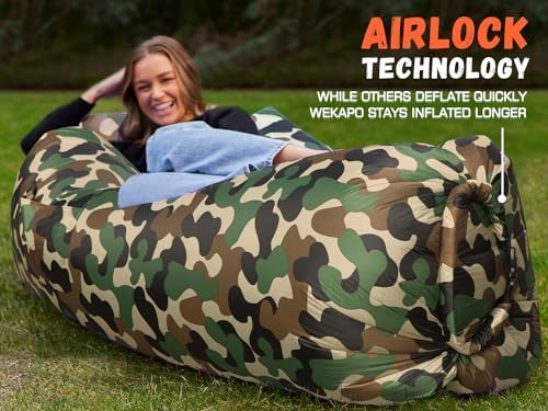 WEKAPO Inflatable Lounger Air Sofa Hammock-Portable,Water Proof& Anti-Air Leaking Design-Ideal Couch for Backyard Beach Traveling Camping Picnics & Music Festivals