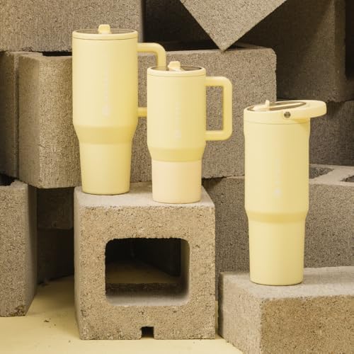 HydroJug Sport - Stainless Steel Tumbler with Straw, Vacuum Insulated, 32oz Leakproof Water Bottle, Ergonomic Design, Reusable, Dishwasher Safe, Rubber Base, Durable for Gym or Outdoors, Butter