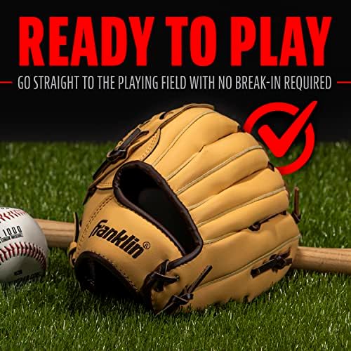 Franklin Sports Baseball + Softball Gloves - Field Master Adult + Youth Baseball + Softball Gloves - Right Hand + Left Hand Gloves - Infield + Outfield Mitts - Multiple Sizes + Colors