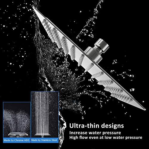 NearMoon Rain Shower Head, High Flow Stainless Steel Square Rainfall Shower, High Pressure Design, Awesome Shower Experience Even At Low Water Flow (8 Inch, Brushed Nickel)