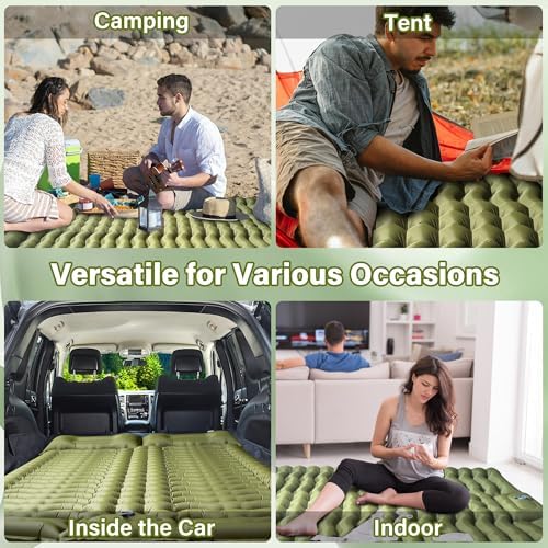 Sleeping Pad for Camping 2 Person, Backpacking Self Inflating Sleeping Pad Double 2 People Ultra Lightweight, Air Inflatable Foldable Camp Hiking Sleep Mat for Outdoor Tent 4 inch Thick, 78 x 55 inch