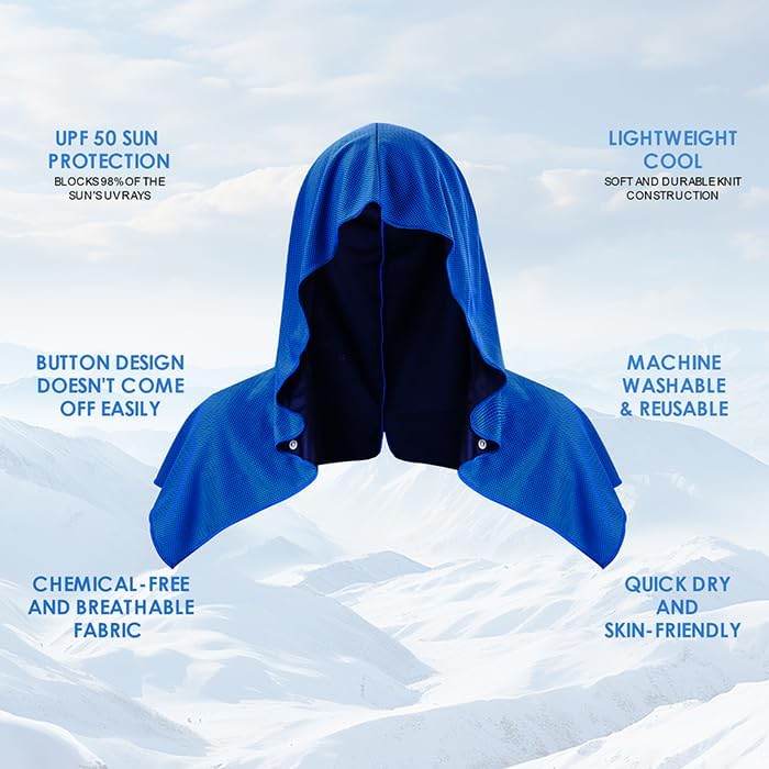 2 Pack Cooling Hoodie Towels, Instant Cooling Towels for Neck and Face, UPF 50 Sun Protection, Ice Towel for Hot Weather, Head Towel for Sports, Camping, Cycling & More Activities