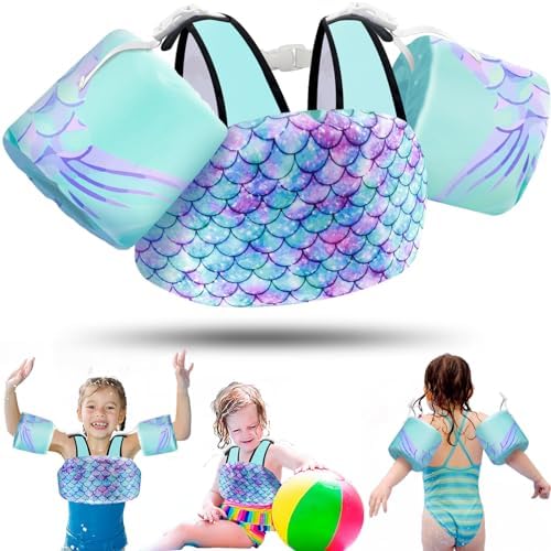 Vvinca Separable Toddler Swim Vest Fit 22-66 Lbs(1-6 Years)|2025 Newest 3 in 1 Pool Float & Arm Bands Boys and Girls, Adjustable Sturdy Safety for Infant 1 2 3 4 5 6 Year