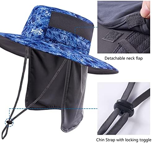 BASSDASH UPF 50+ Sun Fishing Hat Water Resistant with Detachable Neck Flap