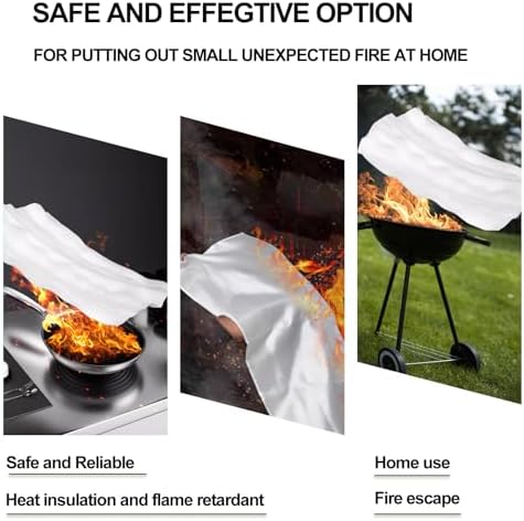 Home Emergency Fire Blankets 59“ x 59” Fiberglass Fire Blankets Essential Emergency Fire Blankets for Home and Kitchen 2 Packs