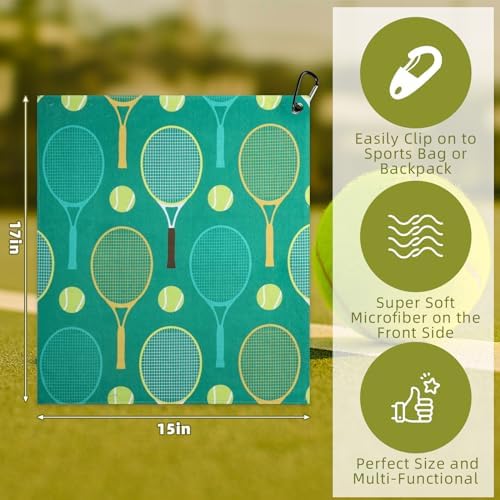 12 Pcs Soft Tennis Towel 15 x 17 Inch Absorbent Fast Drying Sports Towel with Clip Funny Tennis Gift for Women Men Sports Player Fitness Accessories (Cute)