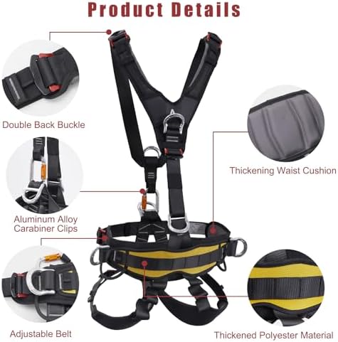 SOB Full Body Climbing Harness Can Be Inverted Thicken Widen Protect Waist Safety Harness Tree Work Rock Climbing Mountaineering Rescuing Work at Height