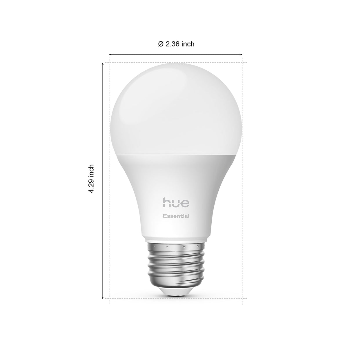 Philips Hue Essential Smart LED A19 Bulb 4-Pack, White and Color Ambiance, E26, 7.2W, 2200K-6500K, 800 Lumens, Dimmable LED Bulbs, Works with Alexa, Google Assistant, Apple Home