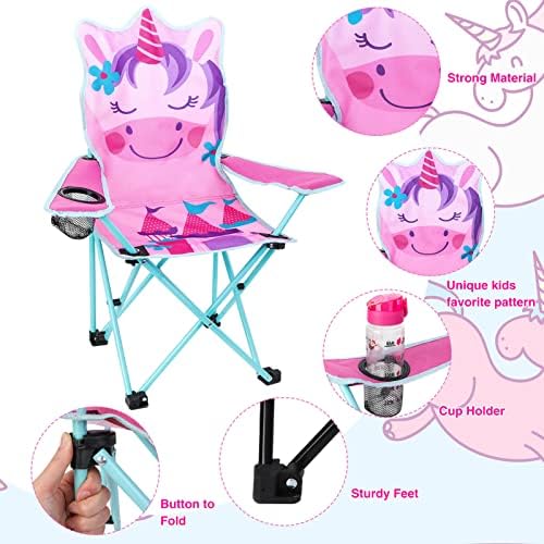 KABOER Kids Outdoor Folding Lawn and Camping Chair with Cup Holder and Carrying Bag, Children's Camping Chairs