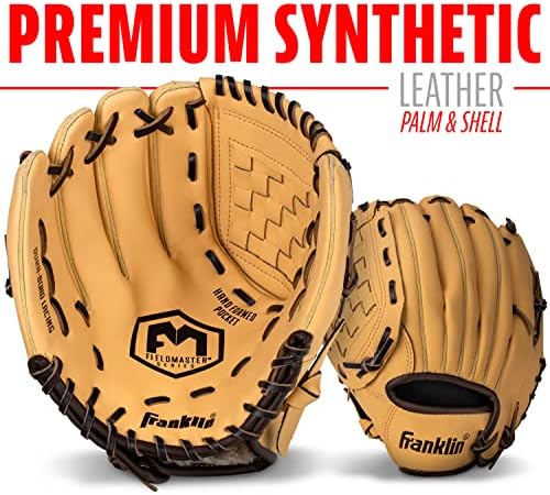 Franklin Sports Baseball + Softball Gloves - Field Master Adult + Youth Baseball + Softball Gloves - Right Hand + Left Hand Gloves - Infield + Outfield Mitts - Multiple Sizes + Colors