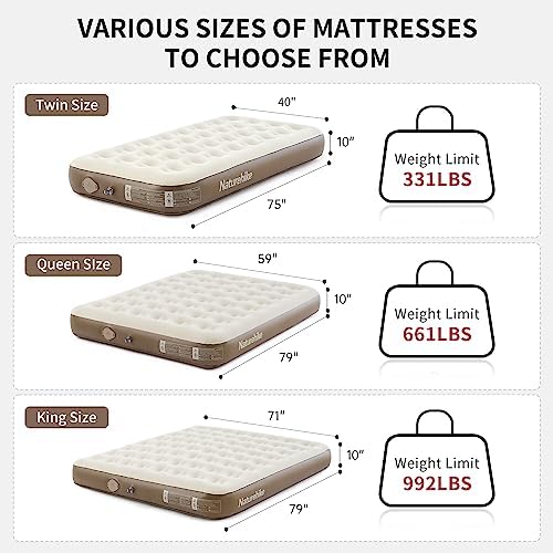 Naturehike Compact King Size Air Mattress with Electric Built-in Pump, 79 * 71in Extra Wide Inflatable Mattress for Home, Camping, Guests, Travel, Formaldehyde- Free, Morning View Series