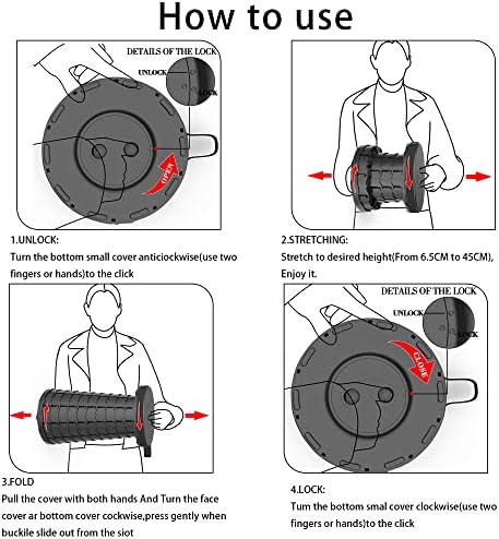 ALEVMOOM Telescoping Stool with Cushion, Collapsible Retractable More Sturdy Capacity 440Ib, Portable Camping Adjustable Folding Stool for Garden Fishing Hiking Mountain BBQ