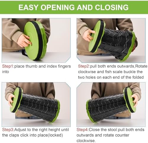 Upgraded Foldable Stool Thickened, Portable Collapsible Stool Retractable Stool for Fishing, Hiking Tours, BBQ, Parties, Outdoor Activities (Olive Green)