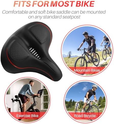 Oversized Bike Seat for Peloton Bike & Bike+, Comfort Seat Cushion Compatible with Peloton, Road or Exercise Bikes, Bicycle Wide Saddle Replacement for Men & Women, Accessories for Peloton