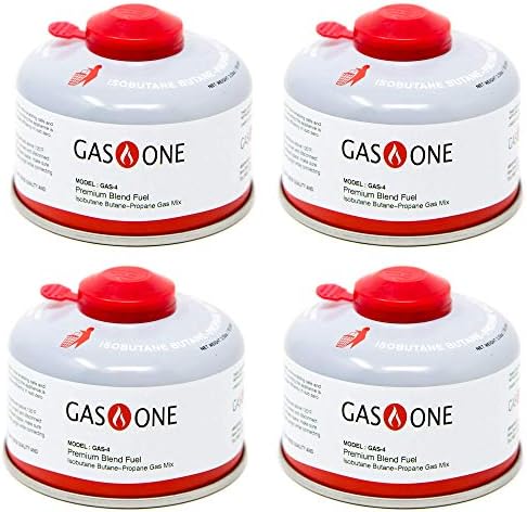 GasOne Camping Fuel Blend Isobutane Fuel Canister 100g (4 Pack)