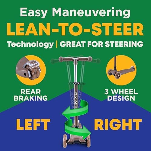 Kids Scooter – Children and Toddler 3 Wheel Kick Scooter – LED Wheel Lights Illuminate When Rolling– Adjustable Handlebar – Indoor and Outdoor