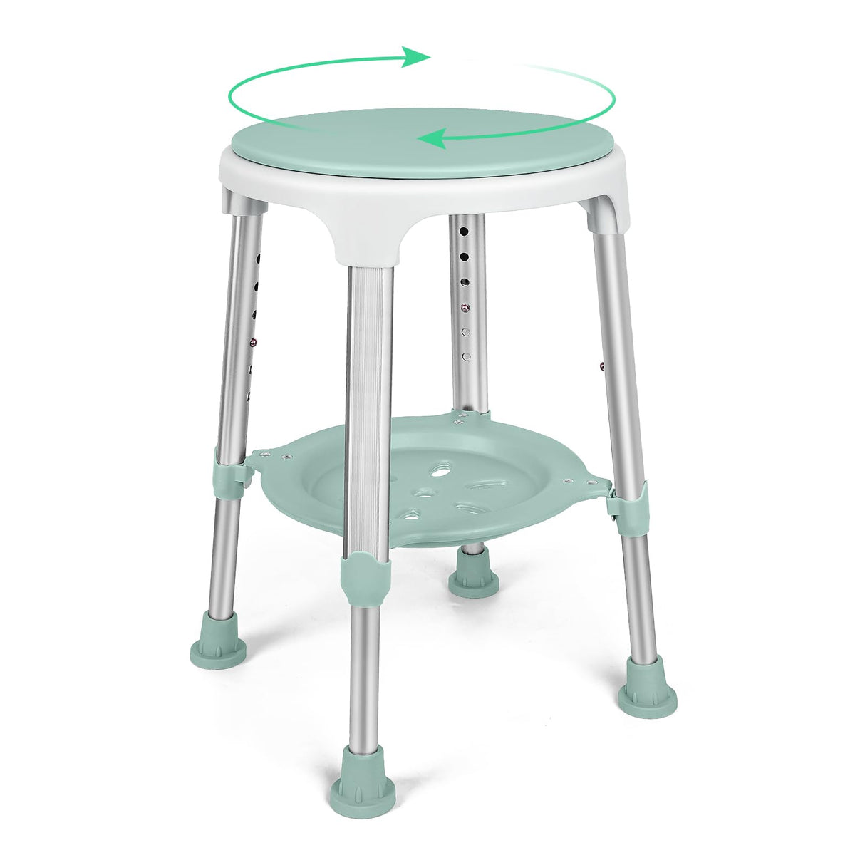 Shower Chair for Inside Shower, FSA/HSA Eligible Swivel Shower Stool 350lbs, Adjustable Tub Chair and Bathroom Stool with Storage Tray for Seniors, Elderly, Bath Handicap & Disabled