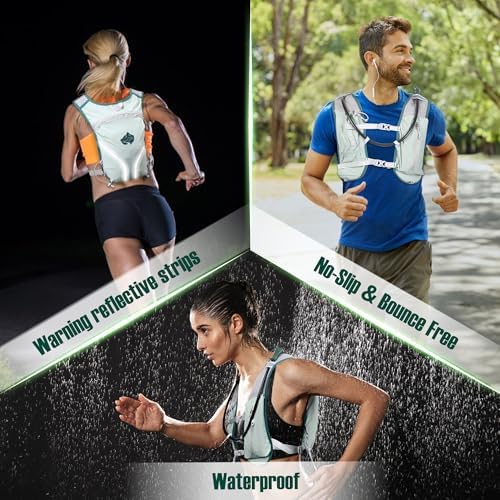 Lightweight Running Vest Hydration Backpack, Hydration Vest with 2L Water Bladders - Adjustable Chest Straps and Reflective Water Backpack Fit for Men Women Hiking Cycling Camping Festival Marathon