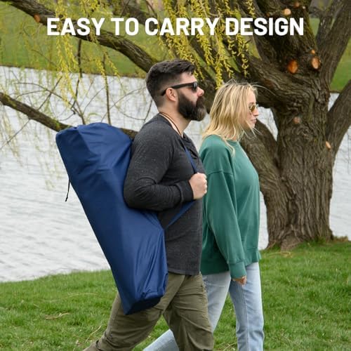 Timber Ridge 2 Person Folding Loveseat Comfortable Double Foldable Camping Chair Folding Lawn Chairs for Outside, Blue