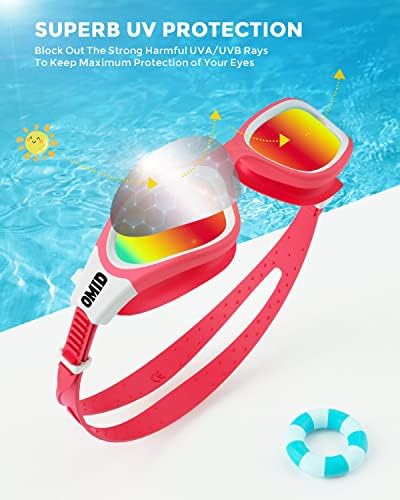 OMID Kids Swim Goggles, P2mini Polarized Swimming Goggles Comfortable for Age 6-14