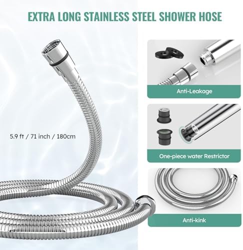 Filtered Shower Head with Handheld, High Pressure 9 Spray Mode Chrome Showerhead with Filters,detachable shower head,Water Softener Filters Beads for Hard Water -Remove Chlorine