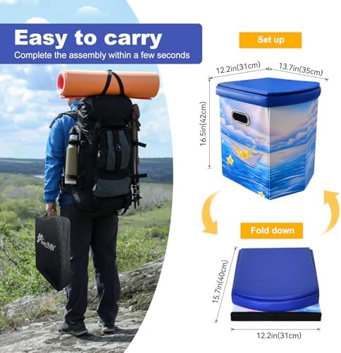 Upgrade XL Portable Toilet for Adults, Extra Large Portable Travel Floding Toilet, Camping Tall Toilets with Lid for Adults and Kids Compact Potty for Car,Hiking,Beach and Camping