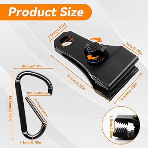 Upgrade Large Tarp Clips Heavy Duty Lock Grip - Total 24 PCs Tarp Clamps Thumb Screw Tent Fasteners with Carabiner for Camping Awnings Caravan Canopies Car Truck Swimming Pool Boat Cover Clips