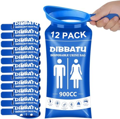 DIBBATU Disposable Urine Bags for Women, 6/12PCS Female-Friendly Travel Urinal Bags, 900ML Pee Bags for Travel for Women/Men, Emergency Unisex Camping Pee Bags for Hiking, Road Trip, Traffic Jam