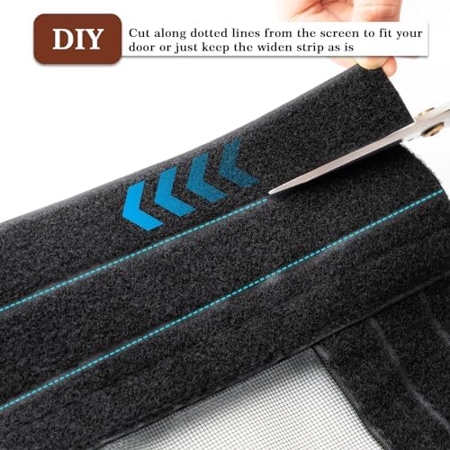 Yotache Adjustable Magnetic Screen Door Fit Doors Size Width 34"-38" Height 96"-98", Reinforced Fiberglass Mesh Curtain with Unique Widen Strip, Black