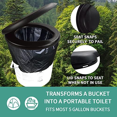 Bucket Toilet Seat with Lid - Portable Toilet for Camping, Outdoor & Boating
