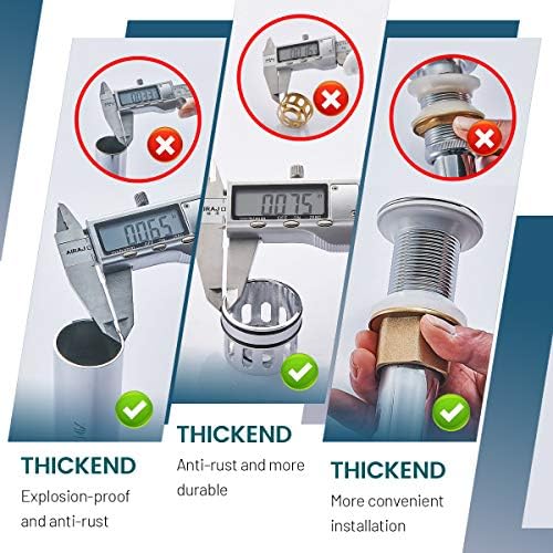 Bathroom Sink Drain, Vessel Sink Pop Up Drain with Detachable Basket Stopper,Anti-Explosion and Anti-Clogging Drain Strainer, Sink Drain Assembly Without Overflow Polished Chrome, REGALMIX RWF082A